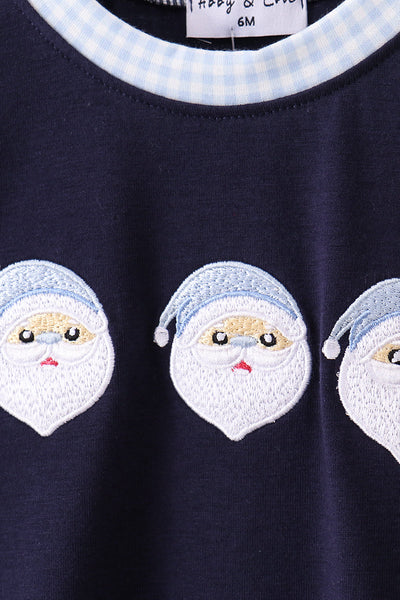 Navy santa claus embroidery romper