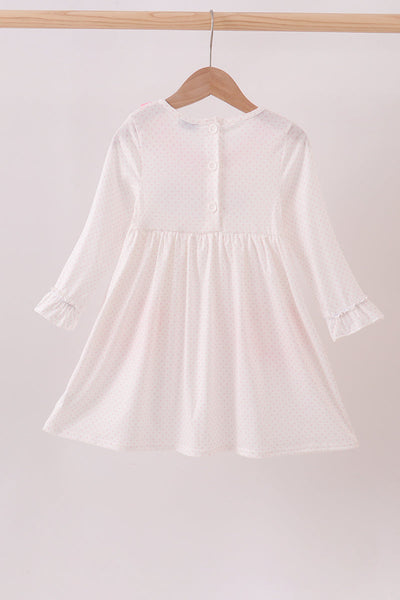 Pink santa claus embroidery ruffle dress