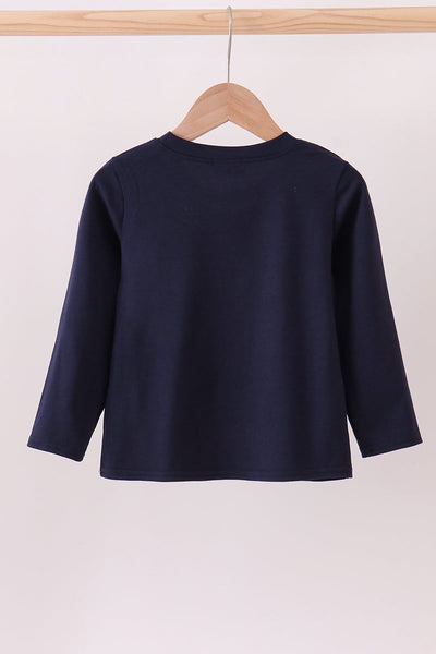 Navy santa claus embroidery top