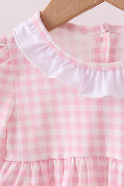 Pink santa claus applique ruffle bloomer set