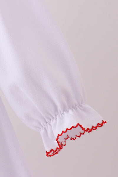 White wreath smocked ruffle dress