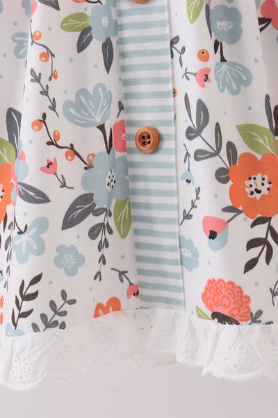 Mint floral stripe dress