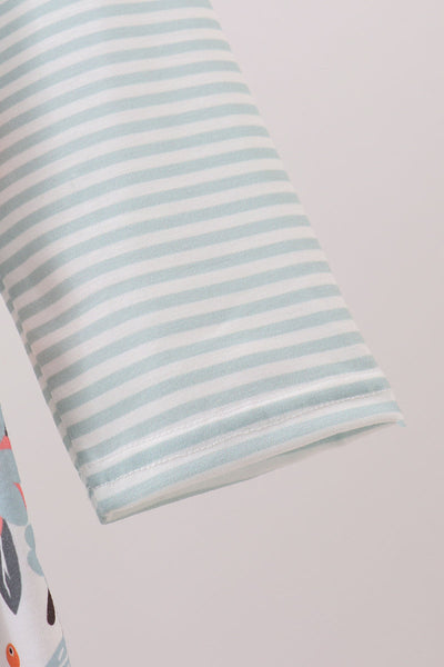 Mint floral stripe dress