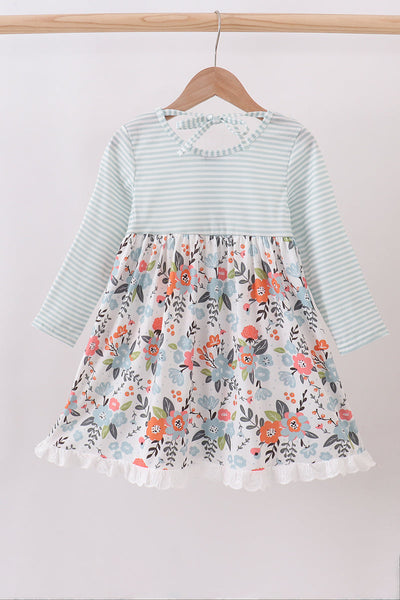 Mint floral stripe dress