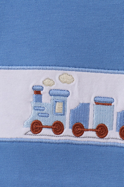 Blue train smocked top