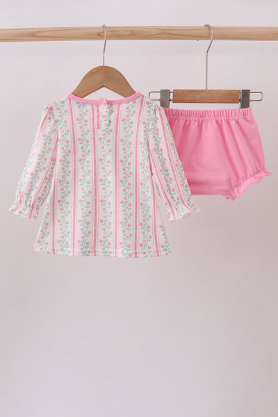 Floral tulip ruffle bloomer set