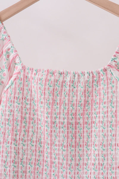 Floral tulip smocked mom dress