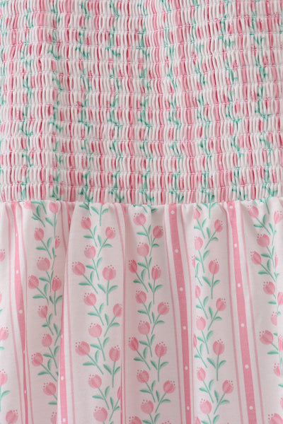 Floral tulip smocked mom dress