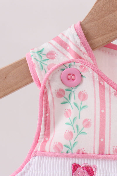 Floral tulip smocked ruffle romper