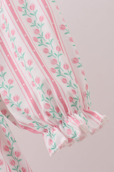 Floral tulip smocked ruffle dress