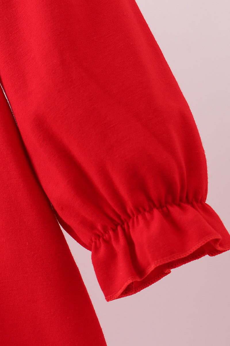 Red heart applique ruffle pants set