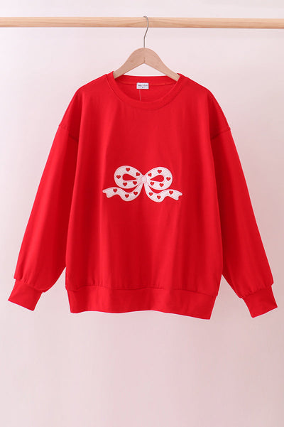 Red bow applique mom&me top