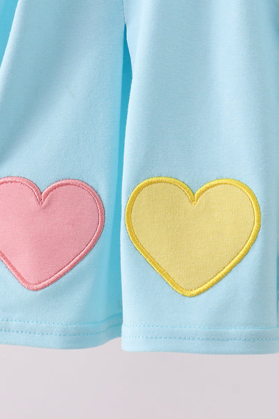 Blue heart applique bloomer set