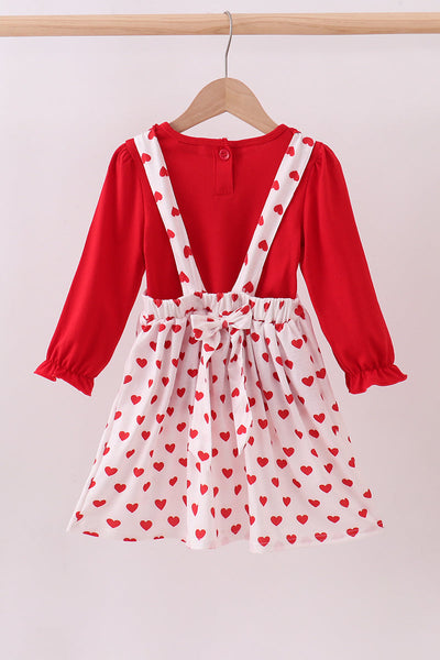 Red heart applique ruffle 2pc set