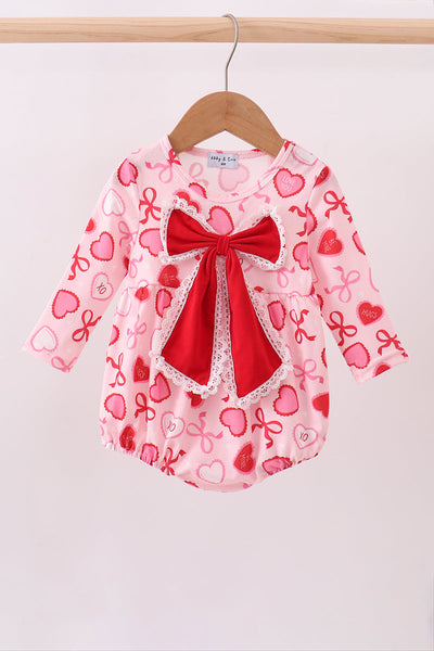 Red heart bow print bubble