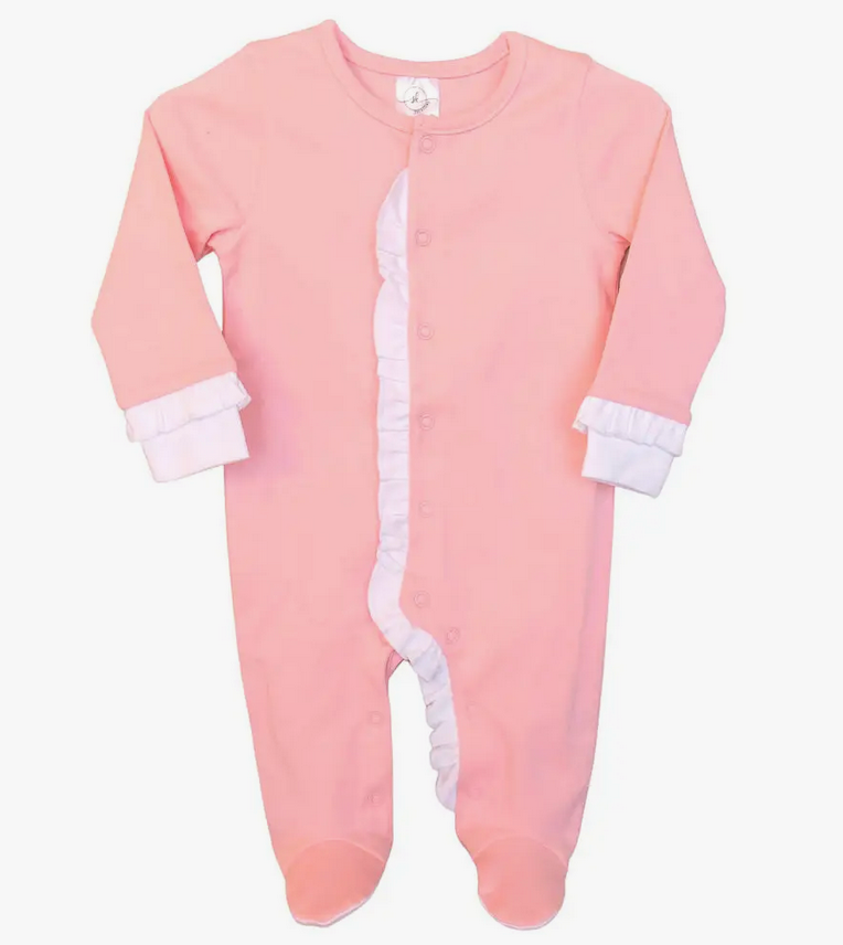 Pink Ruffle Zipper Footie